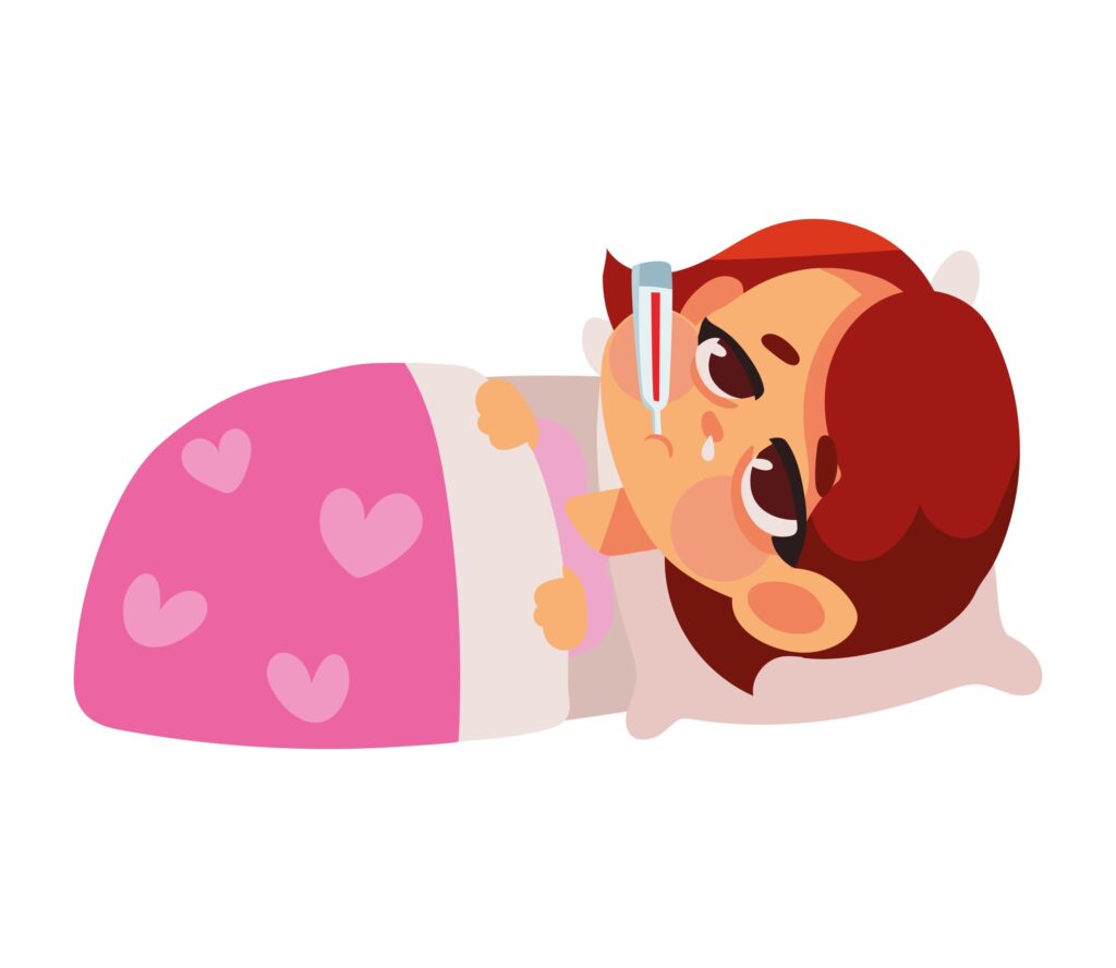 Baby suffering from Influenza A (H3n2) variant. Having high temperature and stuffy nose. 